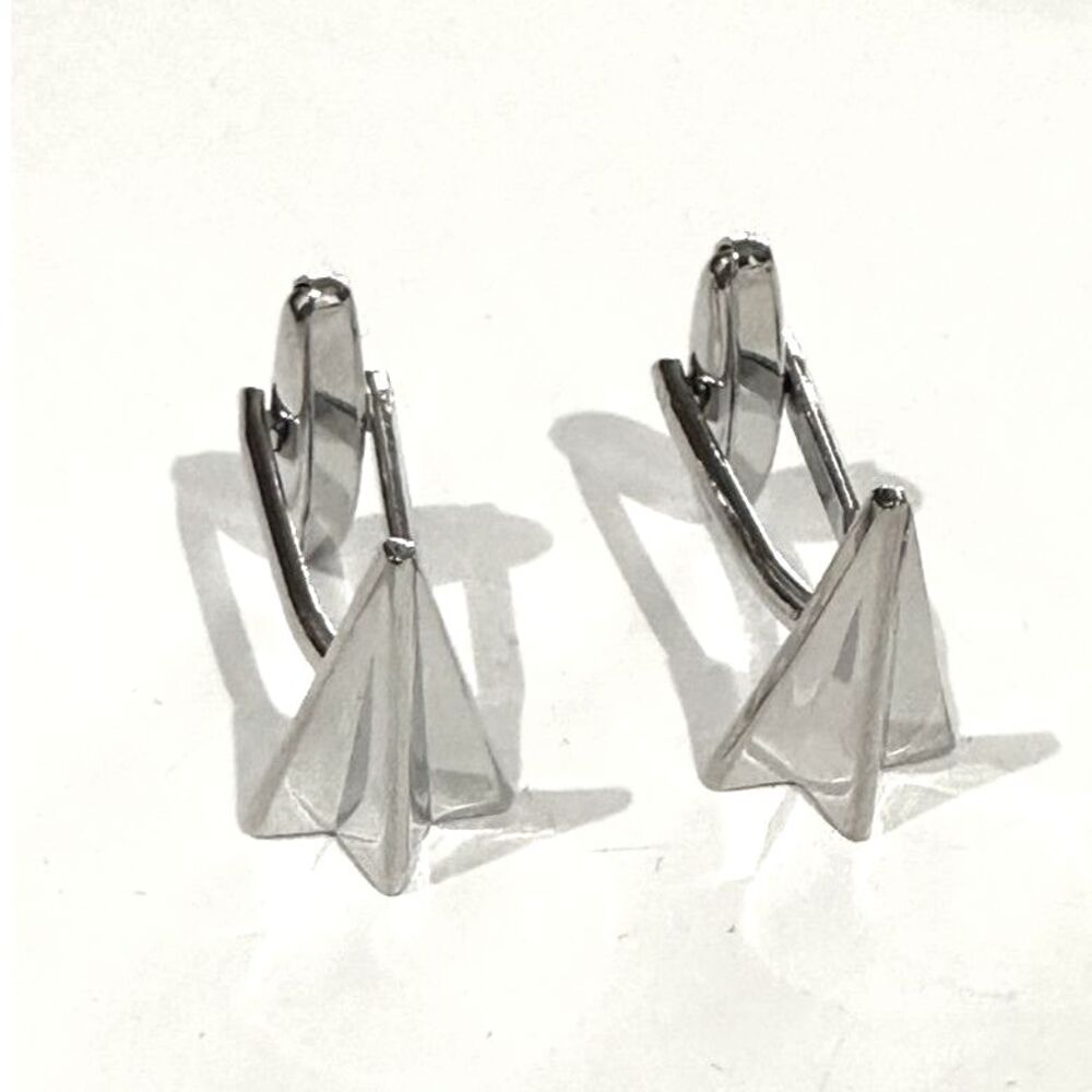 Silver Plate Paper Airplane Cufflinks, 1st Anniversary